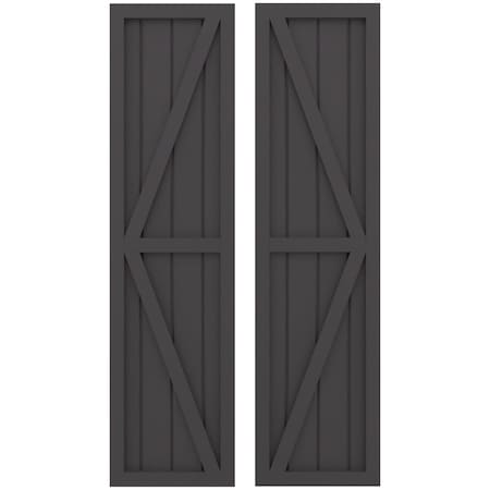 Americraft 4-Board Wood 2 Equal Panel Frmd Board-n-Batten Shutters W/ Dubl Z-Bar, ARW102BF414X47SMH